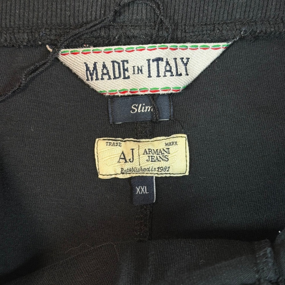 Armani Jeans Mens XXL Slim Fit Large Sweat Shorts Black Italy AJ Logo Drawstring - Picture 7 of 9